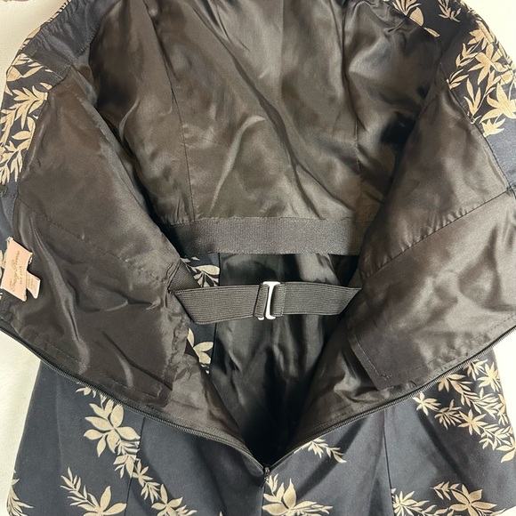 Tracey Reese Strapless Floral Top Silk/Wool Black & Beige Bustier with Bow - Picture 5 of 9